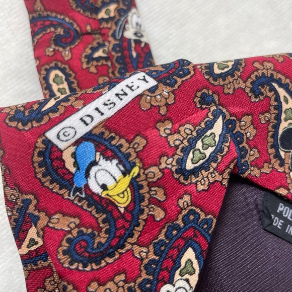 Disney Red Mickey Mouse Goofy Donald Pluto Necktie Tie Men - Picture 5 of 6